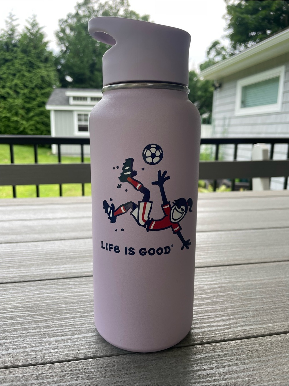NWOT! Life is Good Soccer Girl Pink Insulated Bottle